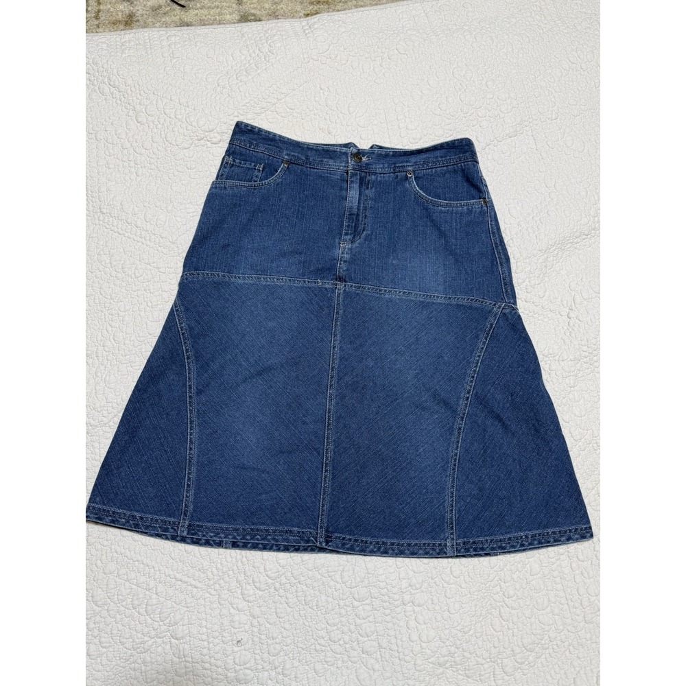 Vintage Y2K A-line Skirt Size 10 Blue Jean Buckle Knee Length Western Boho